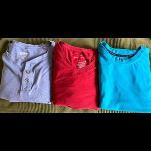 XXL MEN’S T-SHIRT BUNDLE-TWO LONG-SLEEVE & ONE SHORT-SLEEVE SHIRTS-SIZE XXL